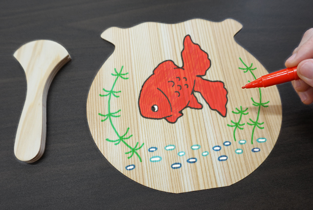 柄付きの杉うちわパーツ