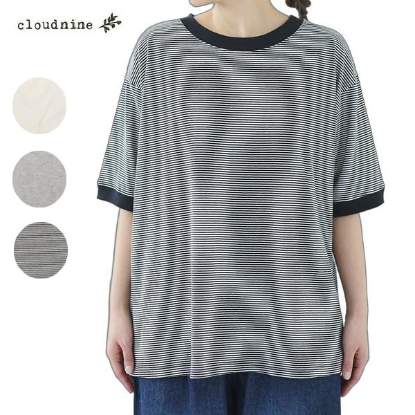 cloud nine クラウドナイン 襟ぐり袖口配色ハーフ袖ｔシャツ ncs1898m