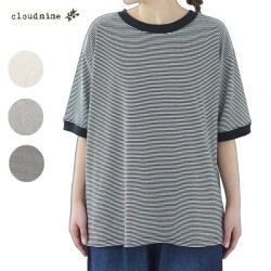 cloud nine クラウドナイン 襟ぐり袖口配色ハーフ袖ｔシャツ ncs1898m