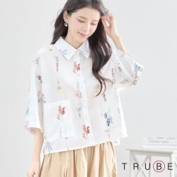 trube 草花刺しゅうシャツブラウス n72-280m
