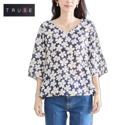 trube フローラルブーケ柄Vネックカットソー n13-270m