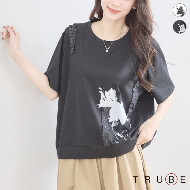 Liberty Printアーカイブフリル袖カットソー BPF01_CINQ01_NHKHX94160_560000