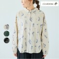 cloud nine クラウドナイン 綿麻シャンブレー花柄フロッキープリント前開きブラウス nbs1986m