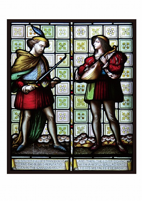 S-14【世界のステンドグラスシール】　戦士と吟遊詩人　　タイプC　W210mm×H252mm