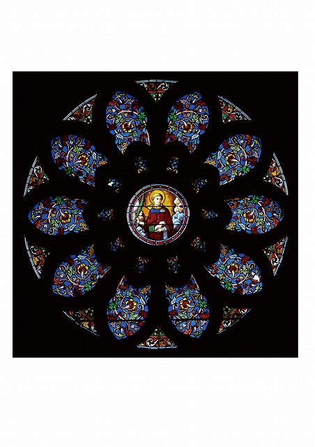 S-12【世界のステンドグラスシール】　サンテチェンヌ教会　　タイプC　W210mm×H210mm