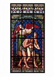 S-08【世界のステンドグラスシール】アダムとイヴ　2　タイプC　W300mm×H600mm