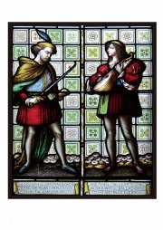 S-06【世界のステンドグラスシール】　戦士と吟遊詩人　　タイプC　W500mm×H600mm