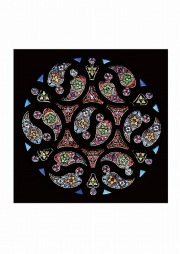 S-04【世界のステンドグラスシール】　ペイズリー　　タイプC　W500mm×H500mm