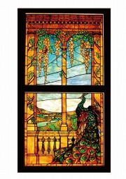 S-10【世界のステンドグラスシール】　王宮の孔雀　　タイプC　W350mm×H600mm