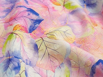 ポルカドットローンプリント リーフ（ピンク） メイン