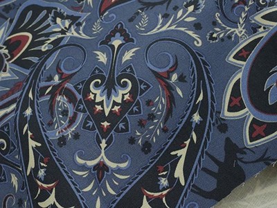 キャンバスストレッチビッグペイズリ（インディゴ） メイン