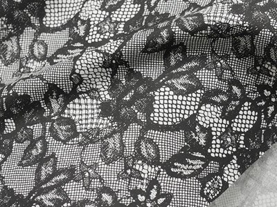 薄手ハードツイルレースプリント（ブラック） メイン