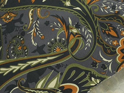 キャンバスストレッチビッグペイズリ（ダークグレー） メイン