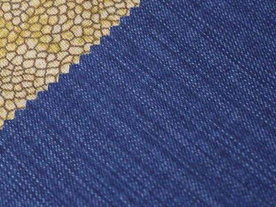 ストレッチデニム裏蛇紋プリント（インディゴ） メイン