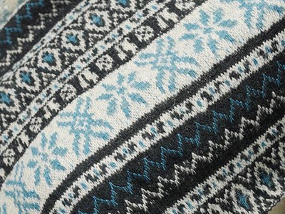 ウールボーダージャカードニット（ブルーグリーン） メイン