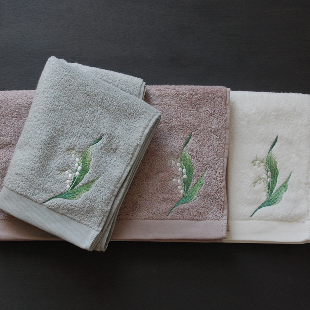 ミュゲ刺繍フェイスタオル