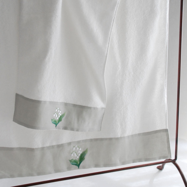 francjour フランジュール ｜ ミュゲリネンヘム刺繍バスタオル