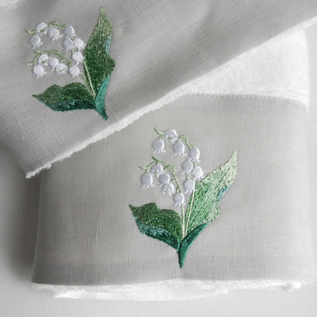 francjour フランジュール ｜ ミュゲリネンヘム刺繍フェイスタオル / 2