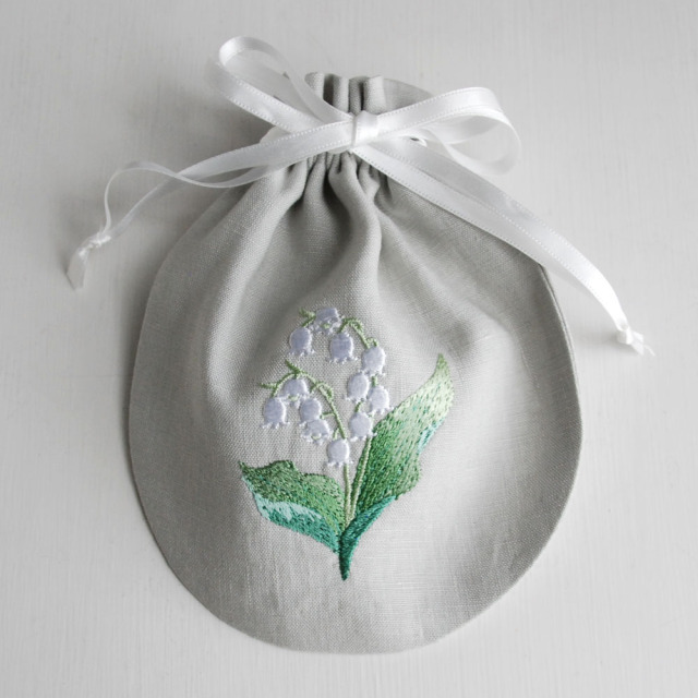 francjour フランジュール ｜ ミュゲ24刺繍リネン巾着