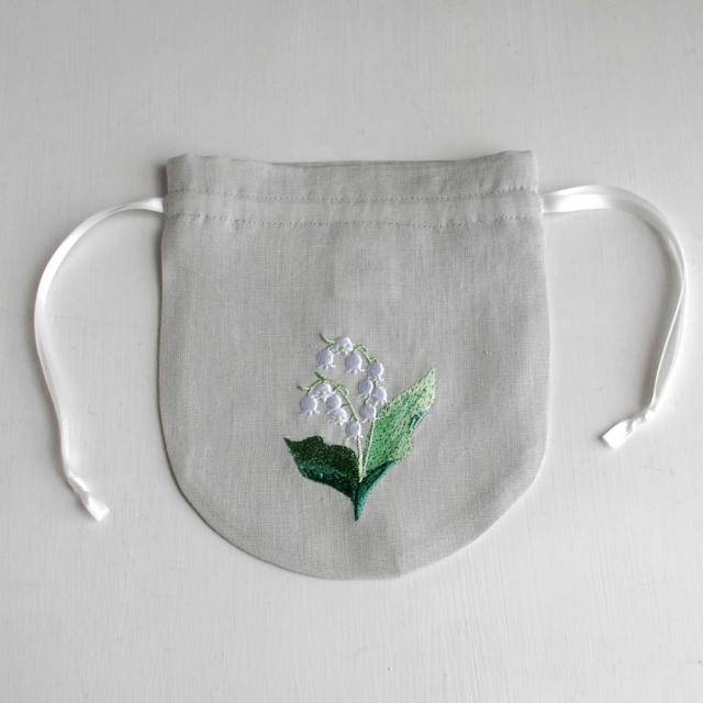 francjour フランジュール ｜ ミュゲ24刺繍リネン巾着