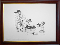 ノーマン・ロックウェル　ドローイング　【犬のお風呂】