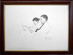 ノーマン・ロックウェル　ドローイング　【パパ、本を読んで】