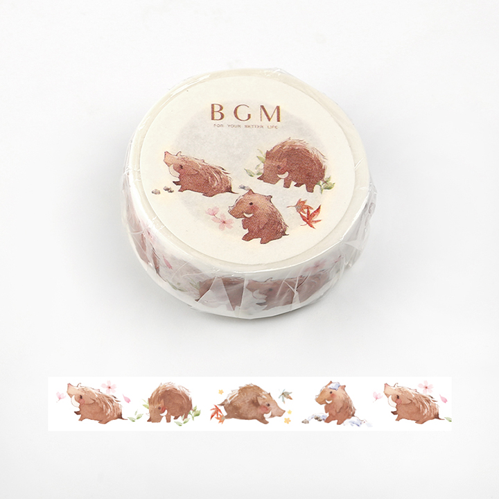 BGMマスキングテープ Life 15mm イノシシ(BM-LA035)【ネコポスOK】