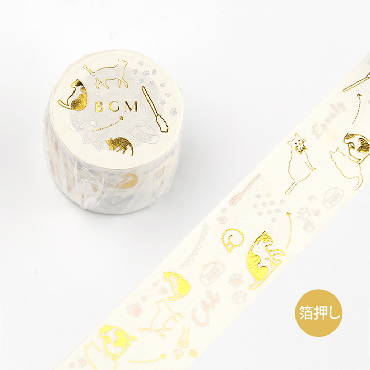 BGMマスキングテープ スペシャル 箔押し 30mm 猫の日(BM-LGWB006)【宅急便配送】