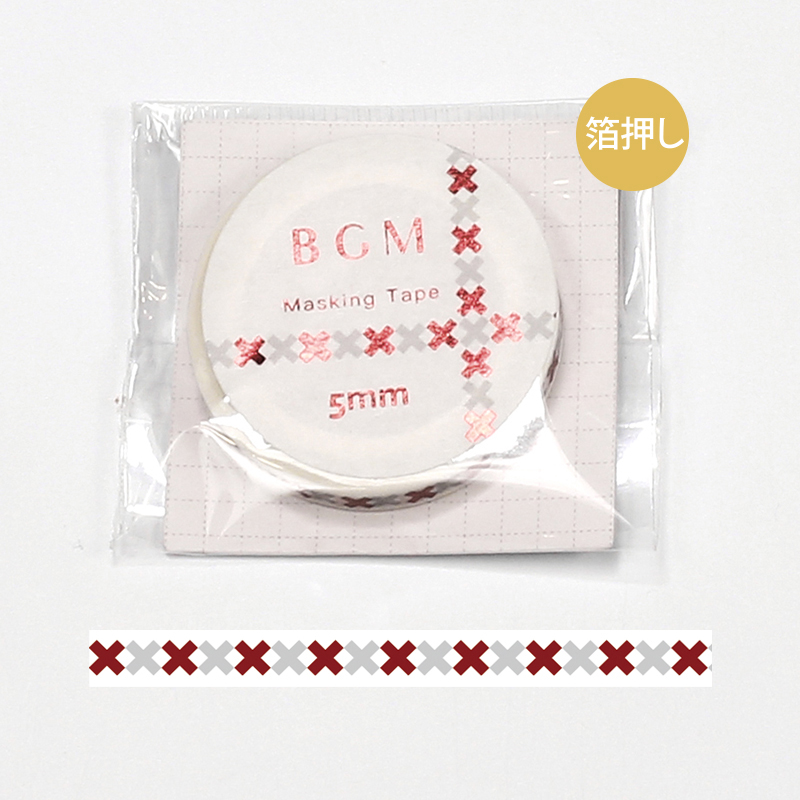 BGMマスキングテープ スペシャル 箔押し 記号 バッテン・赤(BM-SPKG010)【ネコポスOK】