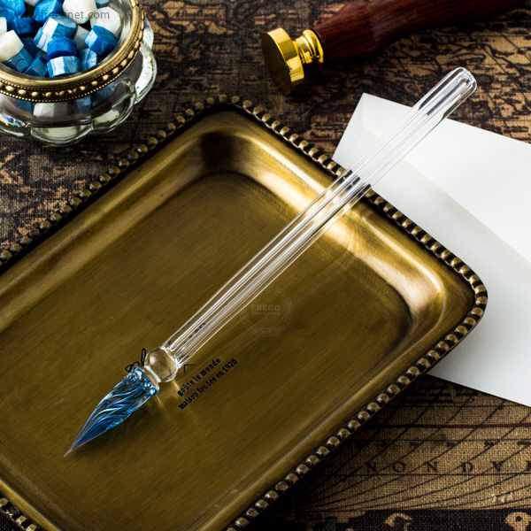 がらす工芸札幌 ガラスペン 六芒星ガラス管 ブルー 細字【宅急便配送】