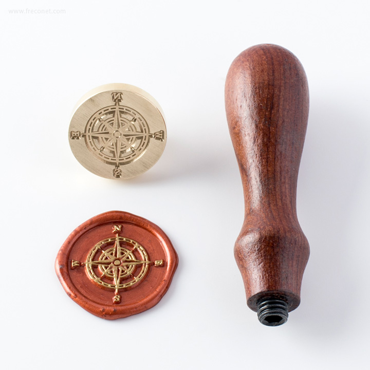 ≪ハイライトオリジナル≫封蝋シーリングスタンプ コンパス 方位あり 25mm【ネコポスOK】