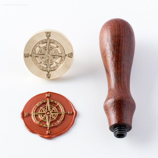 ≪ハイライトオリジナル≫封蝋シーリングスタンプ コンパス 方位あり 30mm【ネコポスOK】