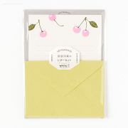 活版印刷のレターセット さくらんぼ柄（86475-006）【ネコポスOK】