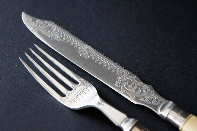 アンティークフォーク　シルバープレート　ケーキフォーク シルバープレート ケーキナイフ＆フォーク サーバーセット 英国