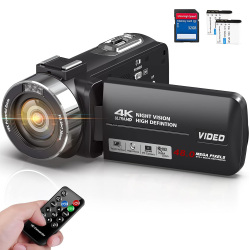 【SALE対象商品】[ビデオカメラ] 4K 48MP 30FPS 18Xデジタルズーム IRナイトビジョン付き 3.0インチ LCDタッチスクリーン Vlogカメラ YouTube用カメラ 一時停止機能 リモコン付き バッテリー2個 32GBのSDカード付属 mc-azvc003