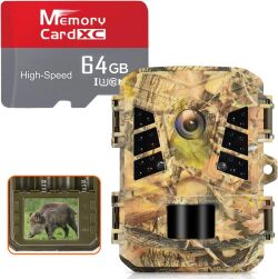 【SALE対象商品】[トレイルカメラ] 2.7K高画質 防犯カメラ microSDカード64GB付属 IP66防水防塵 赤外線LED搭載 暗視撮影 監視カメラ 動体検知 人感センサー搭載 自動上書録画 電池タイプ