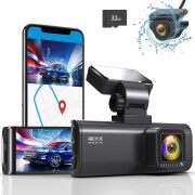 [ドライブレコーダー] ドラレコ 4K高画質 前後同時録画 GPS搭載 スマホで閲覧 WDR搭載 3.16インチ液晶 ノイズ対策 LED信号機対策 Gセンサー 防水バックカメラ 32GBカード付属 mc-azdr005