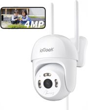 [屋外・屋内兼用 防犯カメラ] スマート防犯カメラ 自動追尾機能 400万画素 24時間連続録画撮影 Alexa対応 夜間自動暗視撮影 スマホで遠隔監視 撮影 360度全方位撮影 動体検知 双方向音声 音声警報 IP66防水機能搭載 mc-azsc004