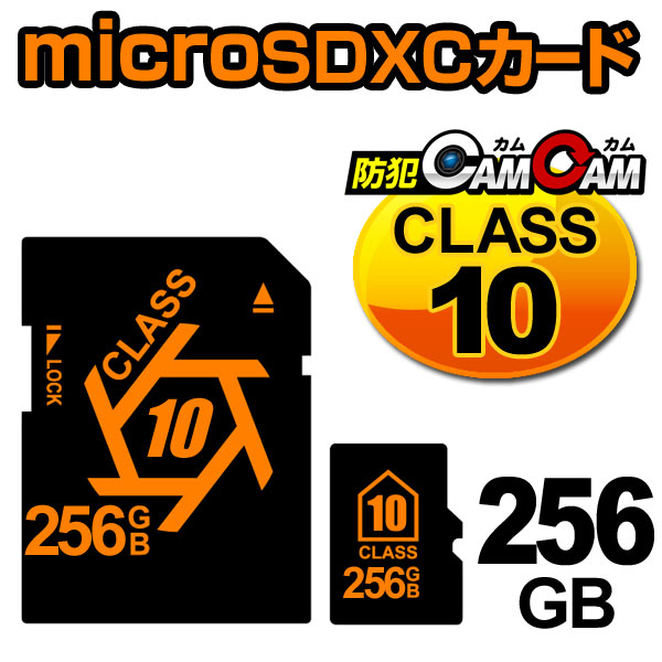 【SALE対象商品】防犯カムカム専用 microSDカード microSDXCカード （マイクロSDXCカード） メモリーカード CLASS10 256GB 変換アダプター付属 pc-msd-256gb10 メール便送料無料