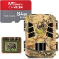 【SALE対象商品】[トレイルカメラ] 2.7K高画質 防犯カメラ microSDカード64GB付属 IP66防水防塵 赤外線LED搭載 暗視撮影 監視カメラ 動体検知 人感センサー搭載 自動上書録画 電池タイプ