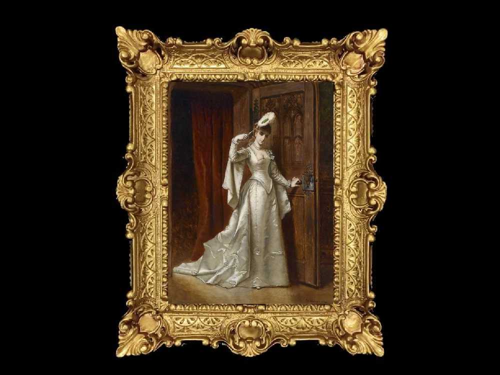 ヨーロッパ名画　イタリアロココフレーム　キャンバス印刷　アクリル付　56×46 1009  送料無料