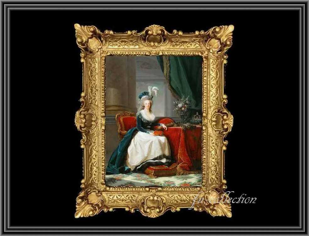 ヨーロッパ名画　マリーアントワネット肖像画  イタリアロココフレーム　キャンバス印刷　アクリル付　56×46 0105  送料無料