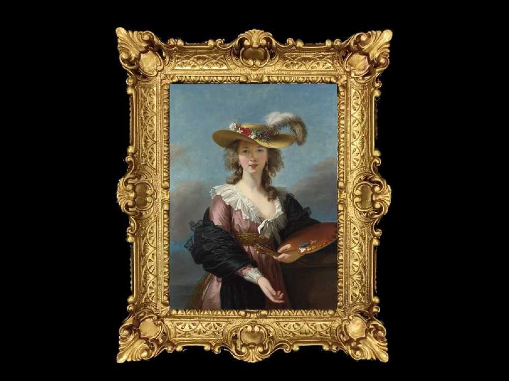 ヨーロッパ名画　ヴィジェ・ルブラン イタリアロココフレーム　キャンバス印刷　アクリル付　56×46 0109  送料無料