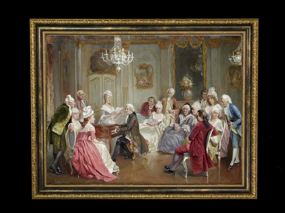 ヨーロッパ絵画　貴族・貴婦人　277S　58×46  ロココ額絵  送料無料