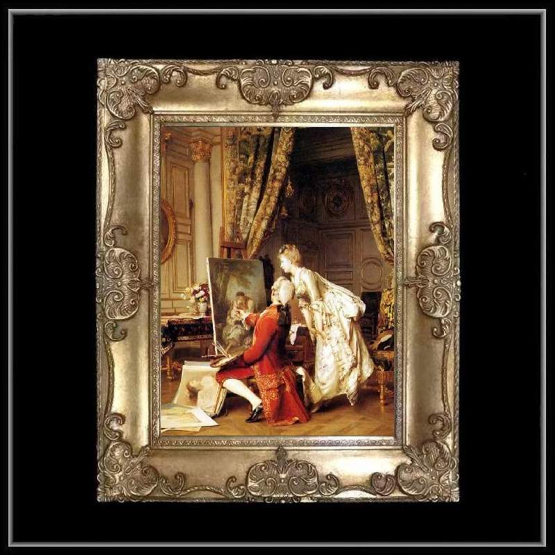 ロココ調　ゴールドダブルフレーム　貴族の額絵　キャンバス印刷　Sサイズ45/55cm 　Mサイズ55cm/65cm  2  送料無料