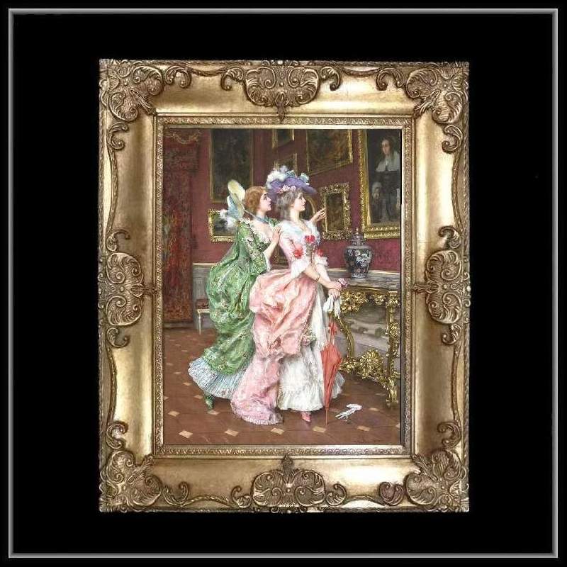 ロココ調　ゴールドダブルフレーム　貴族の額絵　キャンバス印刷　Sサイズ45/55cm 　Mサイズ55cm/65cm  3  送料無料