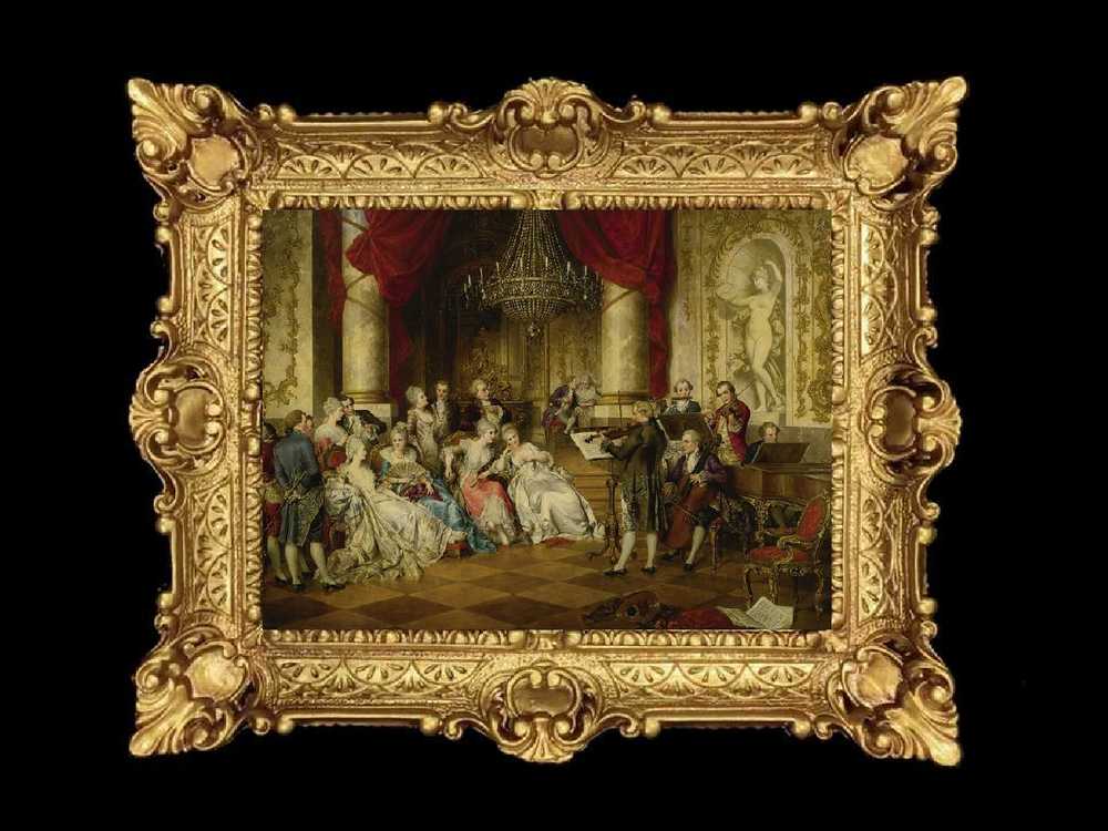 ヨーロッパ名画　イタリアロココフレーム　キャンバス印刷　アクリル付　56×46 0334  送料無料