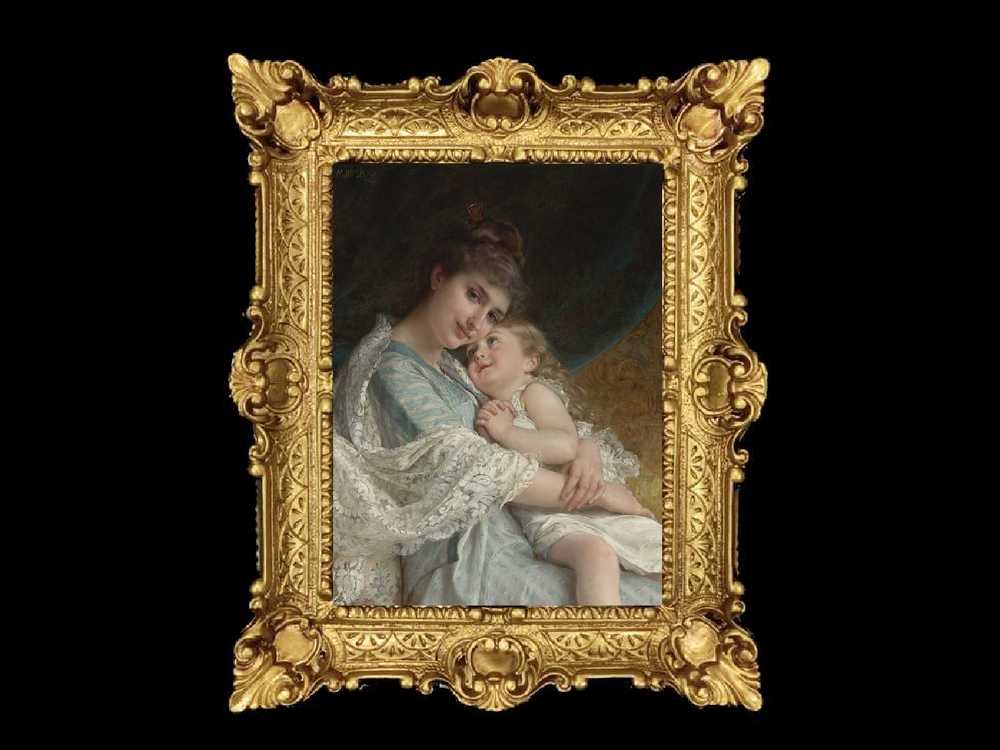 ヨーロッパ名画　イタリアロココフレーム　キャンバス印刷　アクリル付　56×46 0441  送料無料