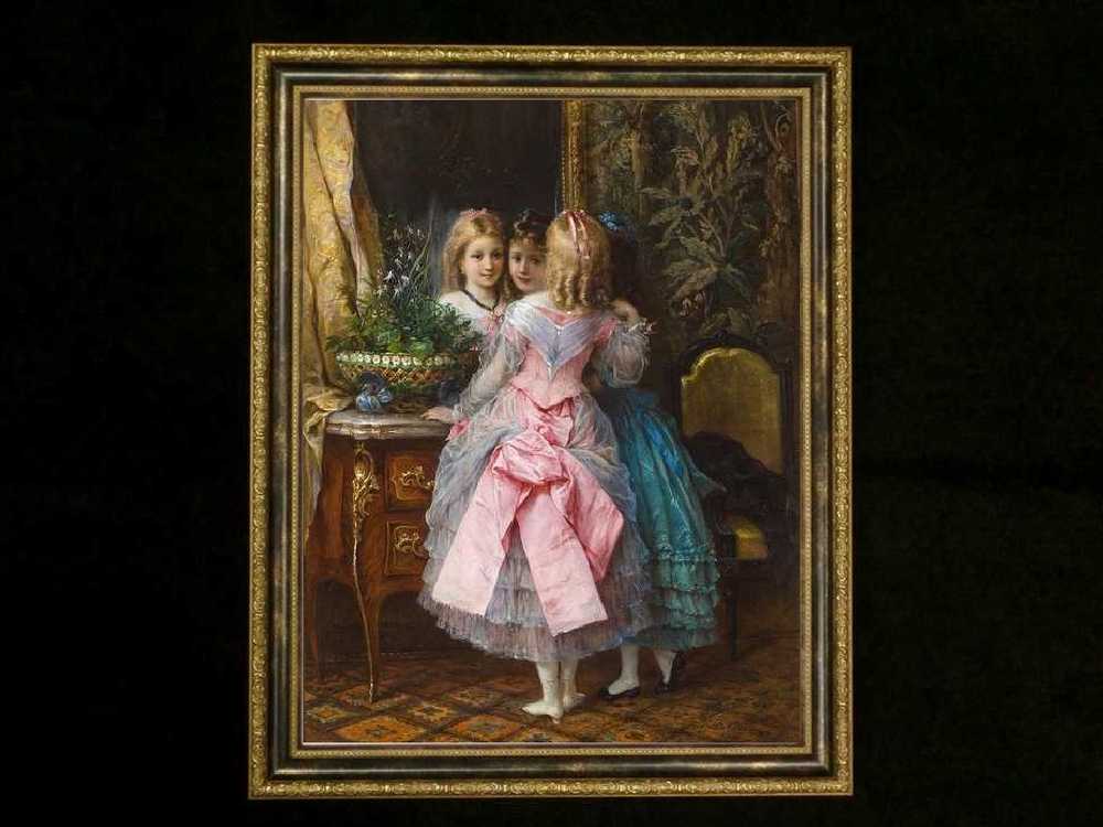 ヨーロッパ絵画　子供たち  453S　46×58  ロココ額絵  送料無料