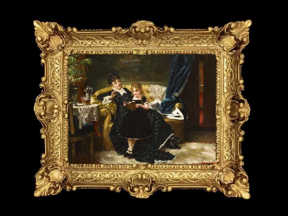 ヨーロッパ名画　イタリアロココフレーム　キャンバス印刷　アクリル付　56×46 0046  送料無料